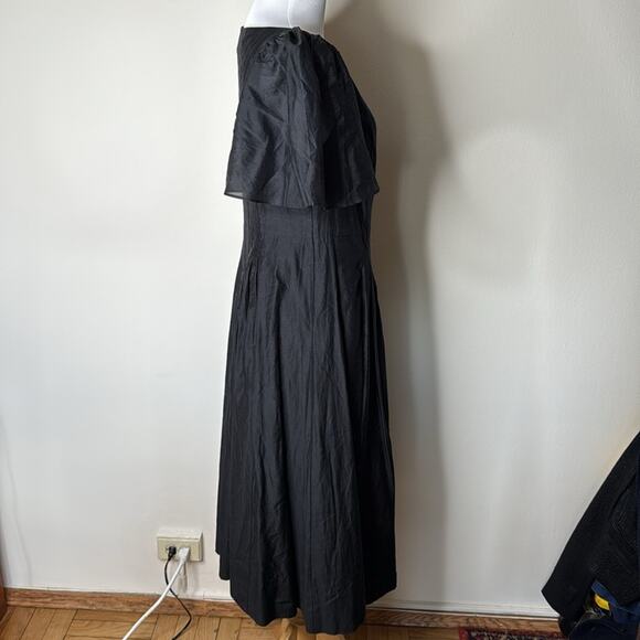 Banana Republic Factory Black Flutter Sleeve Pleated Midi Dress - Picture 7 of 9